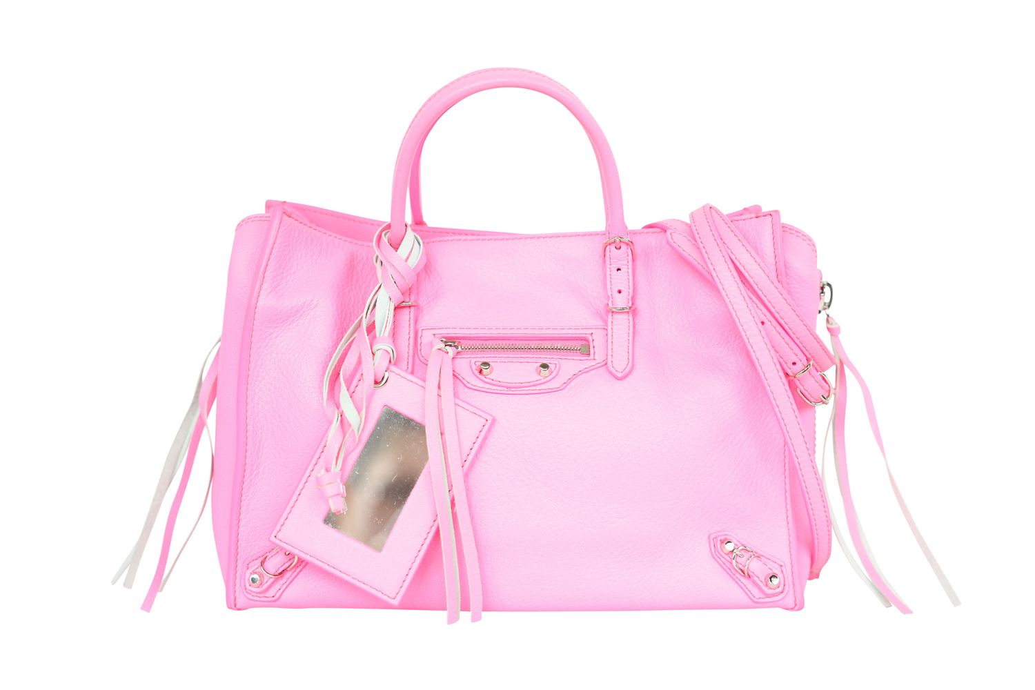 Balenciaga Balenciaga Papier A6 Zip Around Mini Bag, Neon Pink Leather and Silver Hardware, Preowned No Dustbag WA001
