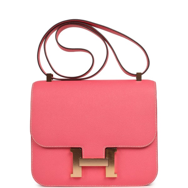 Pre-owned Hermes Special Order (HSS) Constance 24 Rose Azalee Verso Epsom Gold Hardware