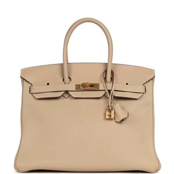 Pre-owned Hermes Birkin 35 Gris Tourterelle Clemence Gold Hardware