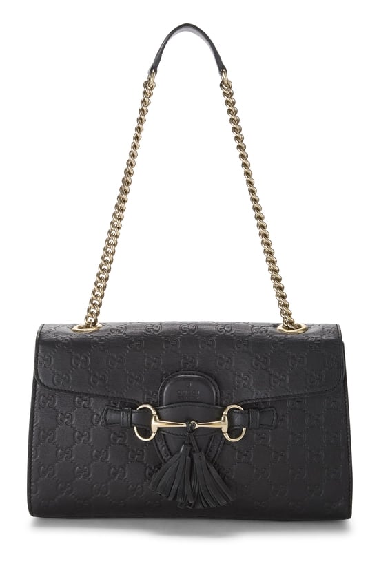 Black Guccissima Leather Emily Chain Shoulder Bag