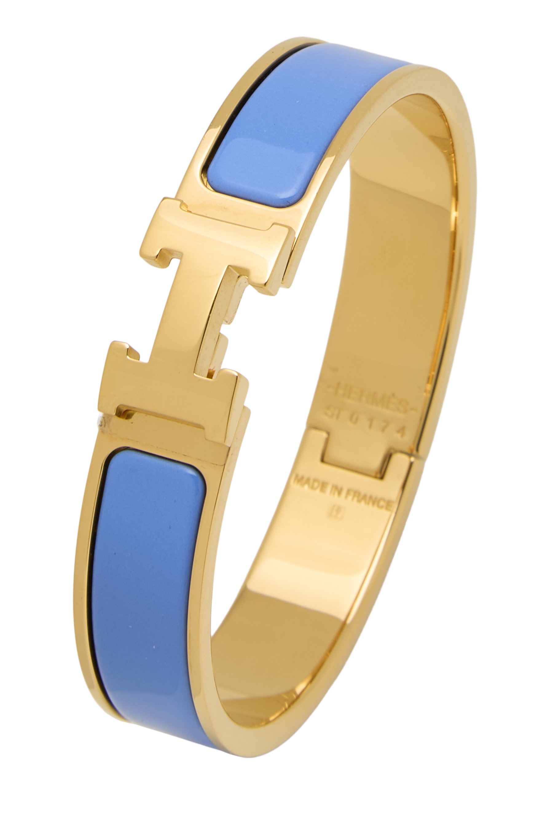Blue Enamel Clic-Clac 'H' Bracelet Narrow PM
