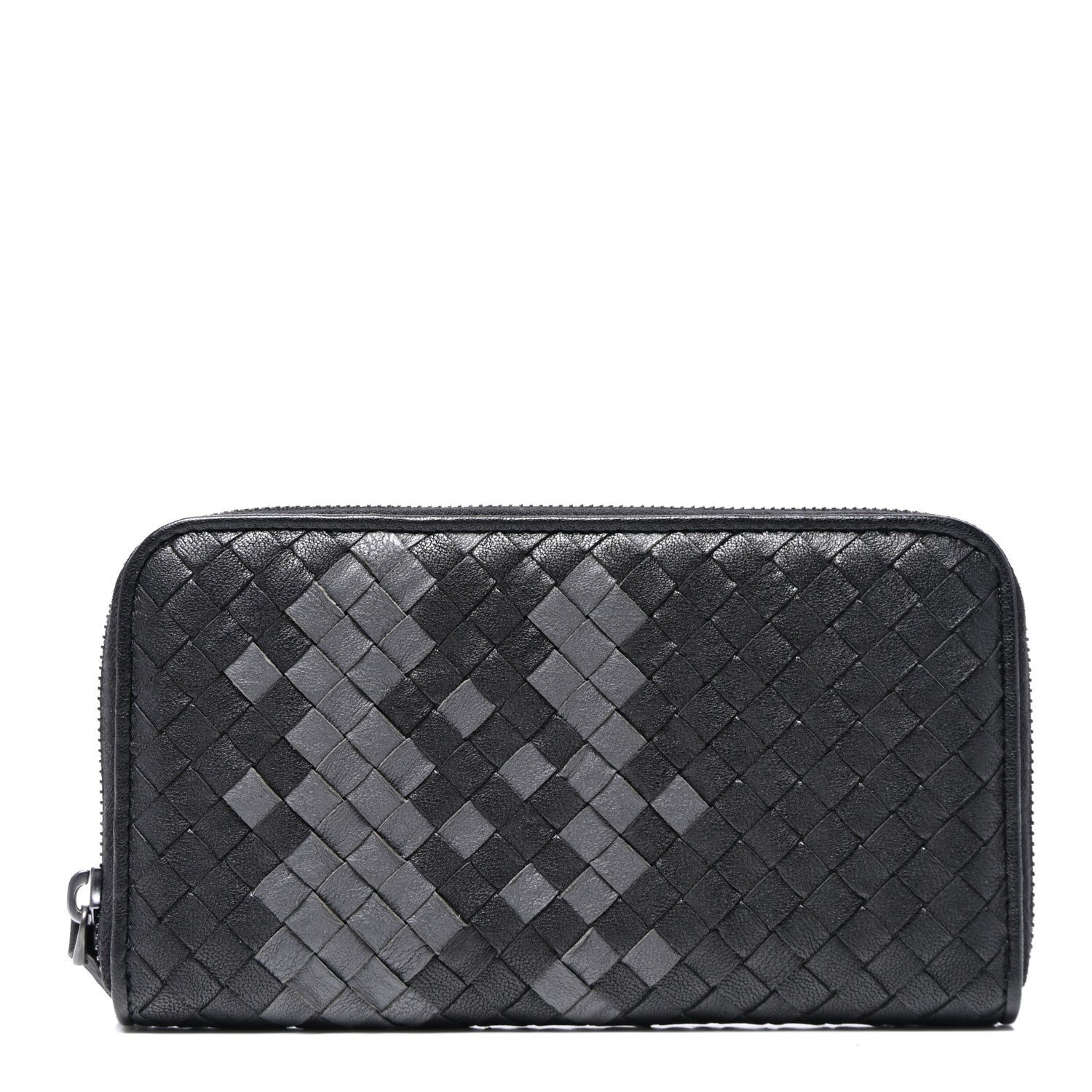 Bottega Veneta Nappa Intrecciato Zip Around Wallet Medium Grey