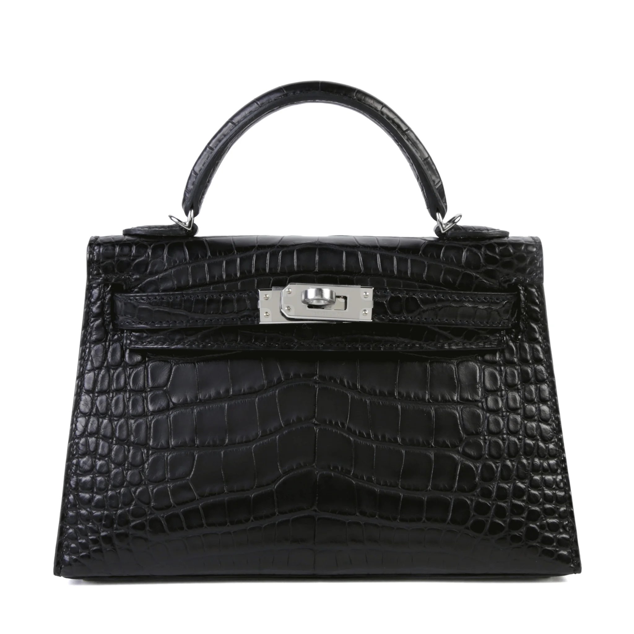 Brand New ( Rank N ) HERMÈS Mini Kelly II Noir (89) Matte Alligator Palladium hardware G (2026)