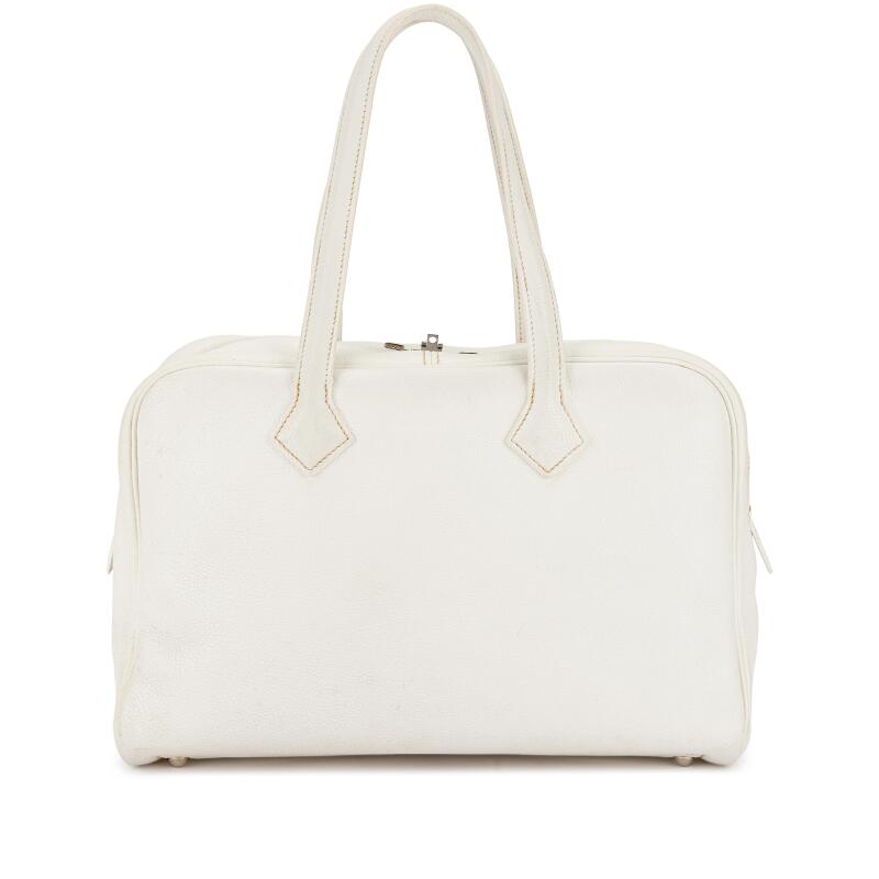 Hermes White Clemence Victoria II 35 Palladium Hardware, 2008