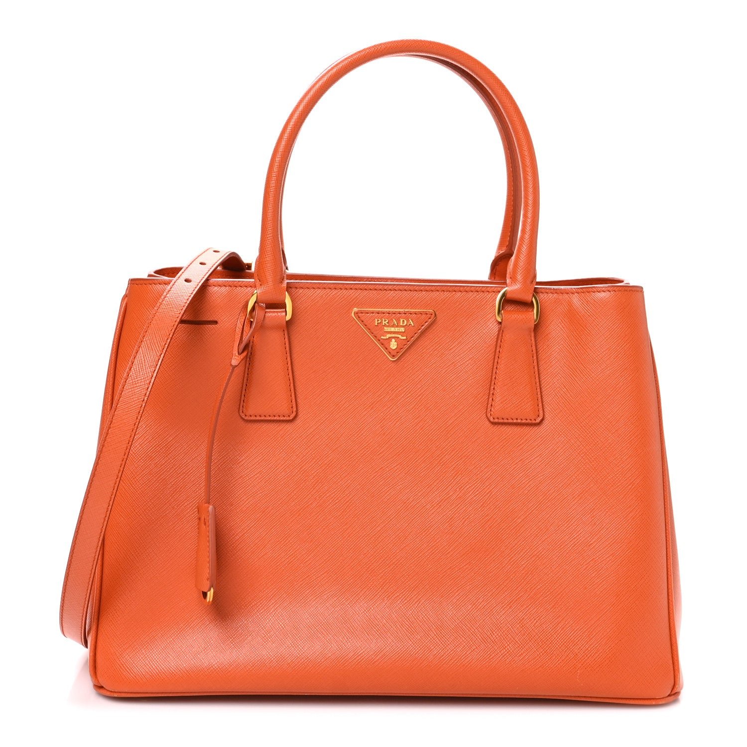 Prada Saffiano Lux Medium Tote Papaya