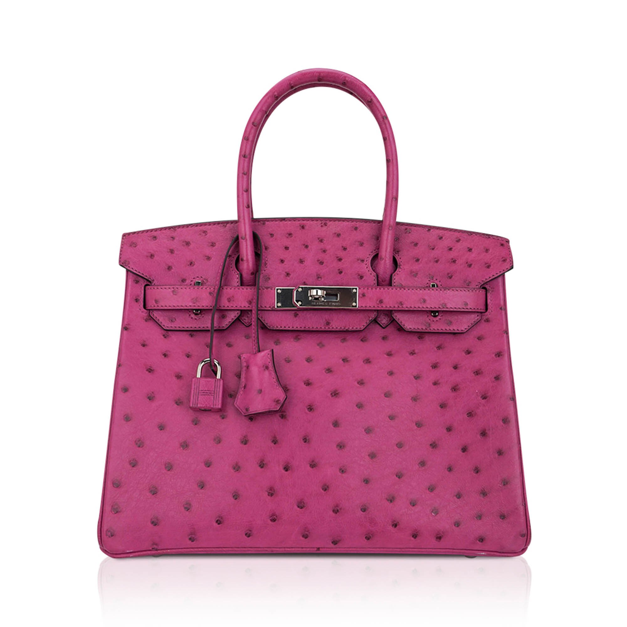 Hermes Hermes Birkin 30 Bag Rose Pourpre Ostrich with Palladium Hardware