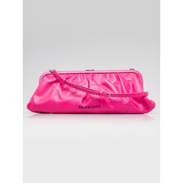 Balenciaga Balenciaga Fuchsia Grained Leather XL Cloud Clutch Bag