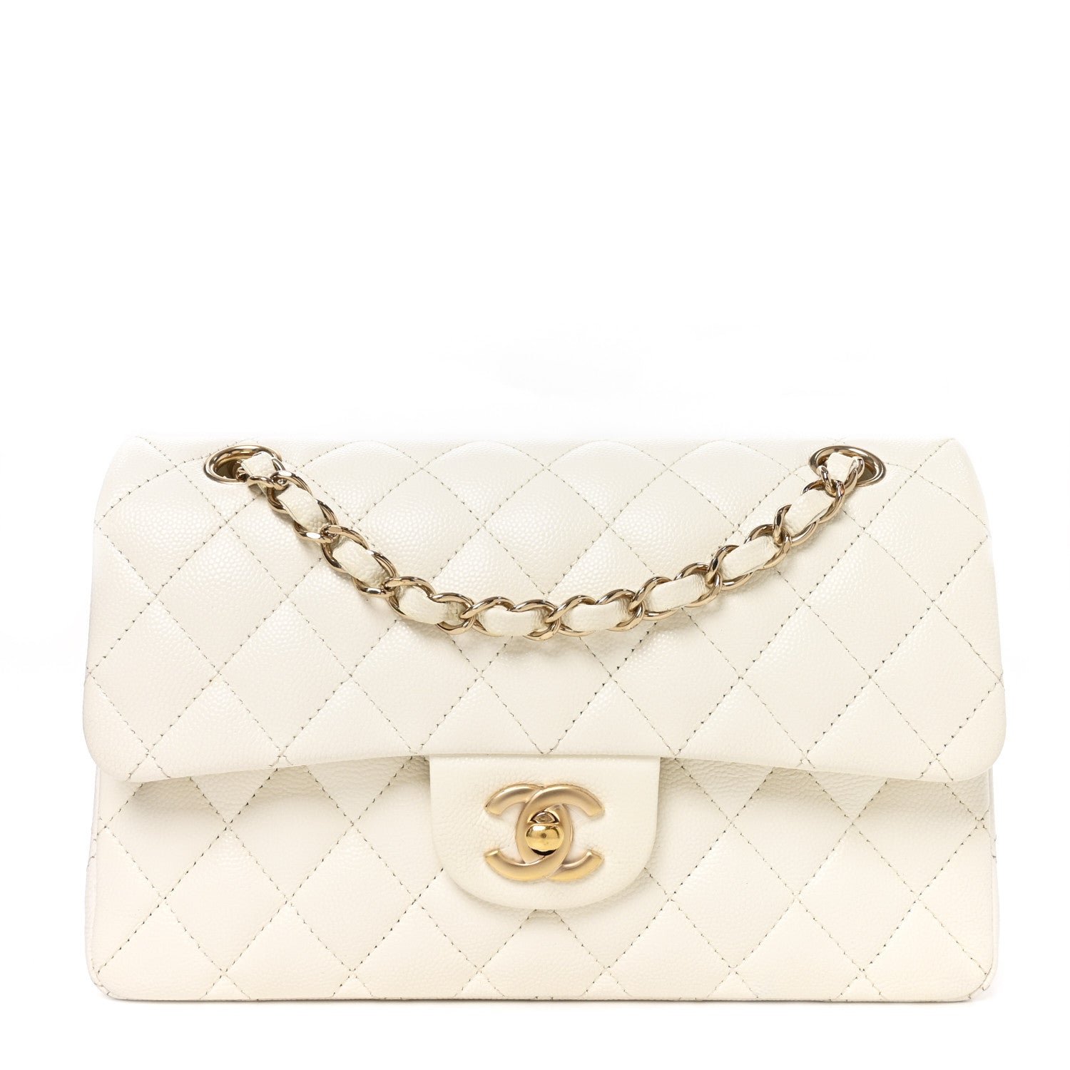 Chanel Caviar Quilted Small Double Flap White