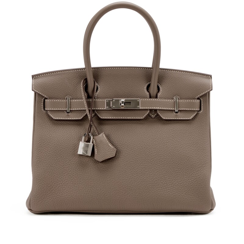 Hermes Etoupe Togo Birkin 30 Palladium Hardware