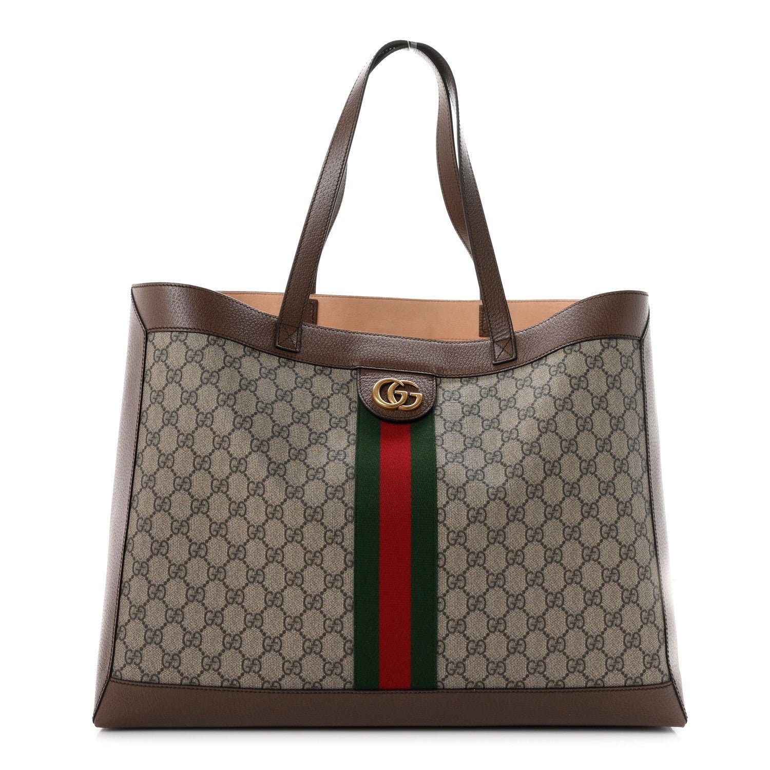 Gucci GG Supreme Monogram Web Ophidia Tote Brown