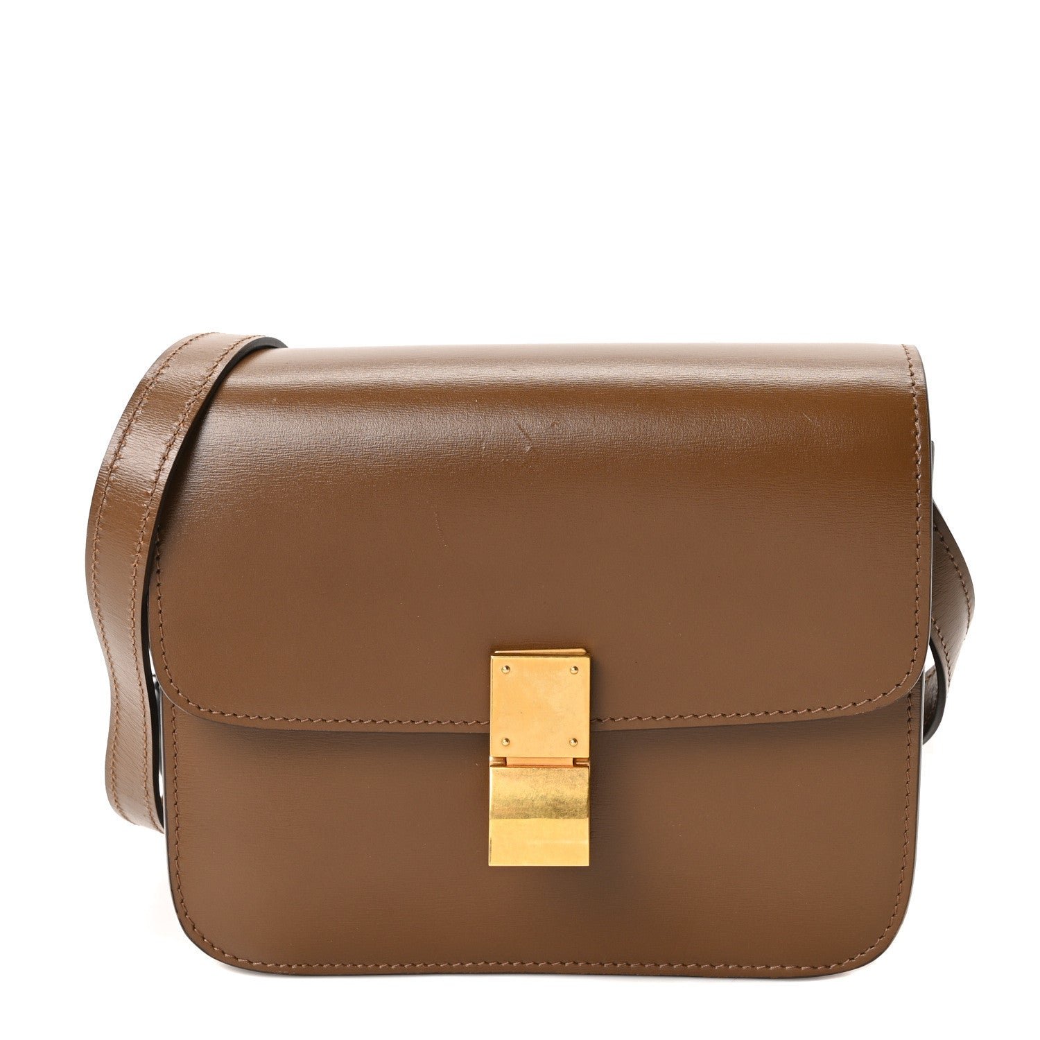 Celine Box Calfskin Teen Classic Box Flap Bag Camel