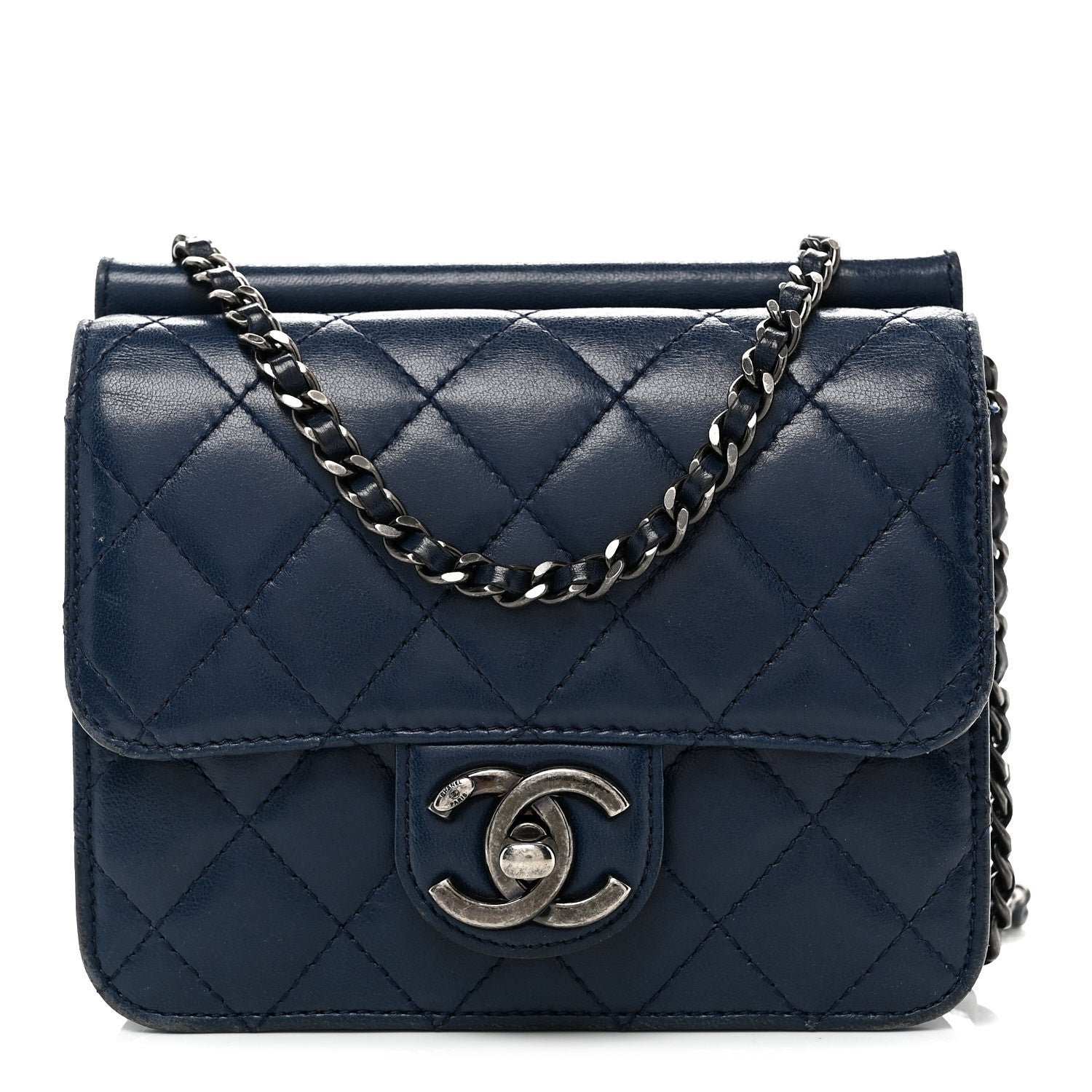 Chanel Lambskin Quilted Mini Crossing Times Flap Blue