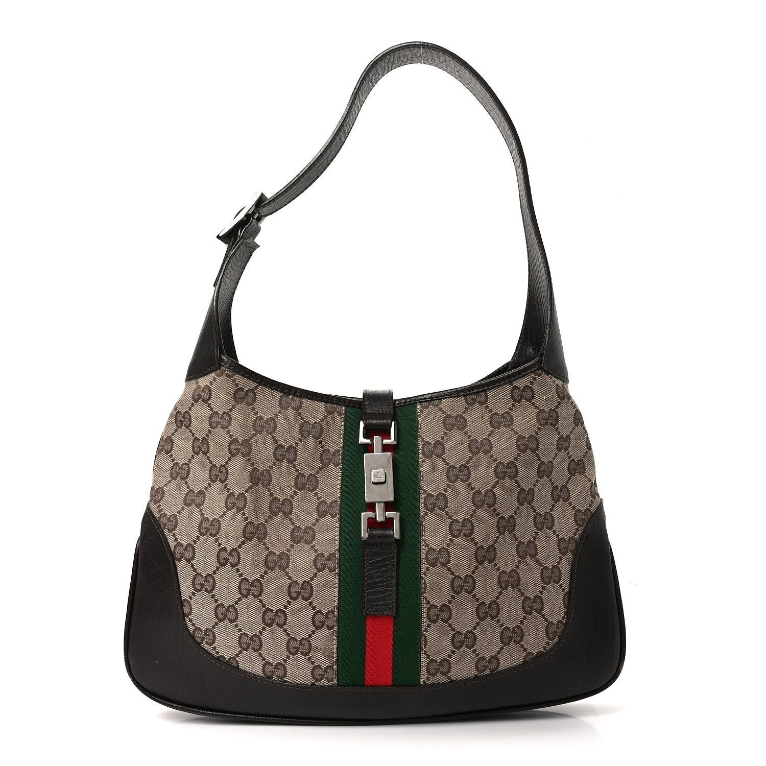 Gucci Monogram Web Jackie O Hobo Dark Brown