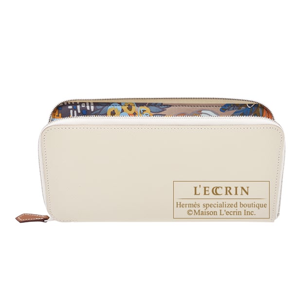 Hermes Hermes Azap Silk In Long Craie/ Caban Epsom leather/ Silk Silver hardware