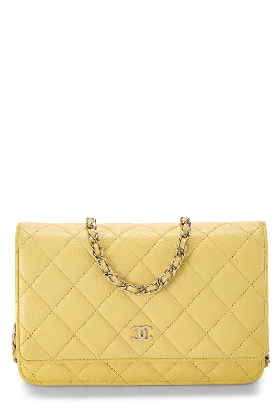 Yellow Quilted Caviar Classic Wallet on Chain (WOC)