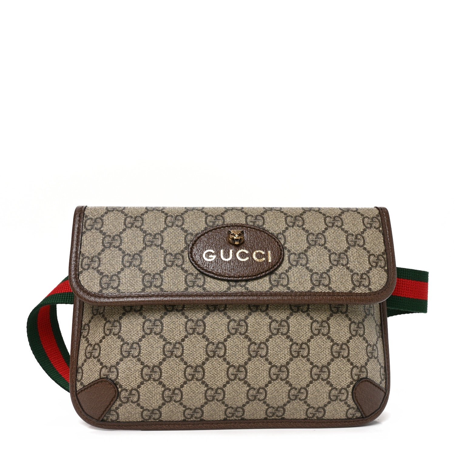 Gucci GG Supreme Monogram Neo Vintage Web Belt Bag Brown