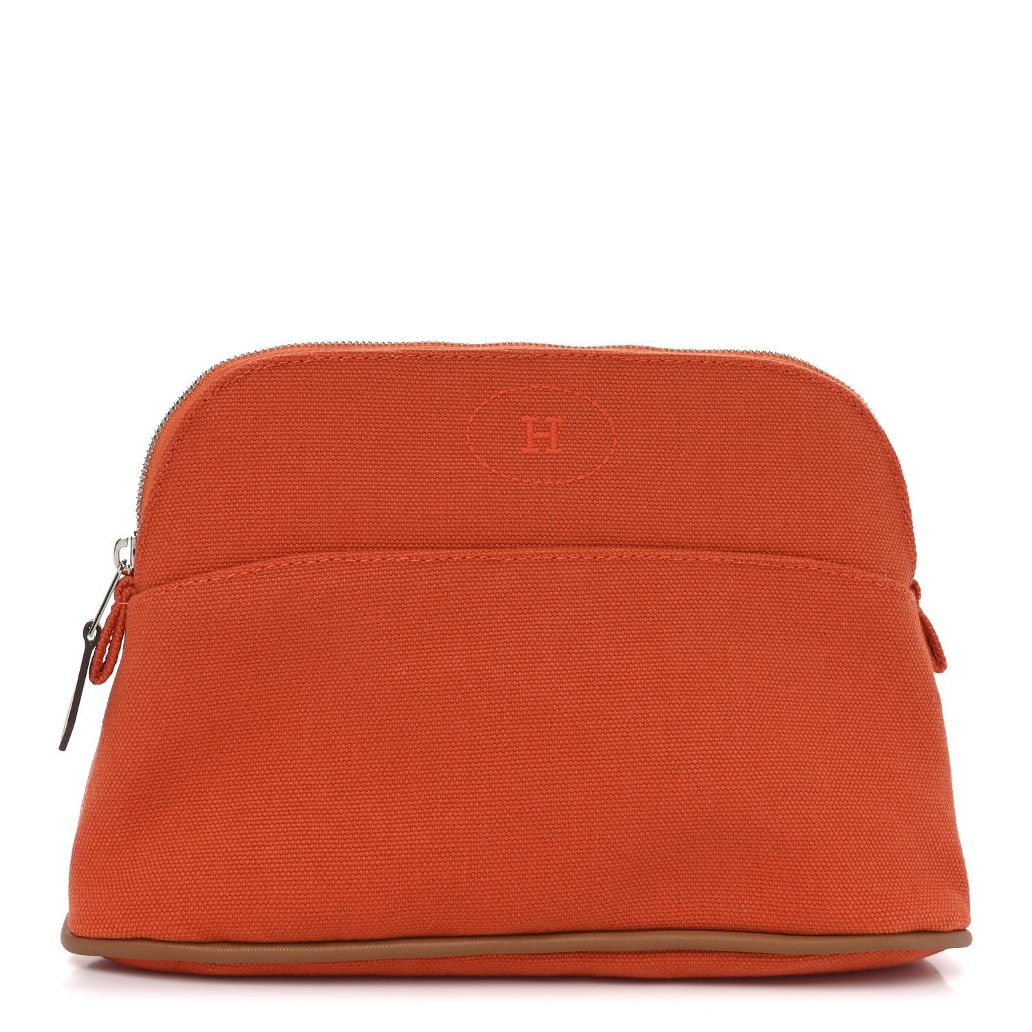 Hermes Cotton Canvas Mini Bolide Travel Cosmetic Pouch Feu