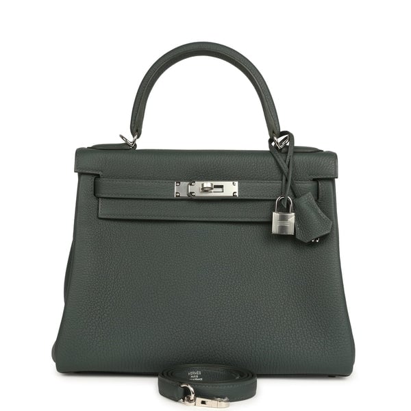 Hermes Hermes Kelly Retourne 28 Vert Mangrove Togo Palladium Hardware