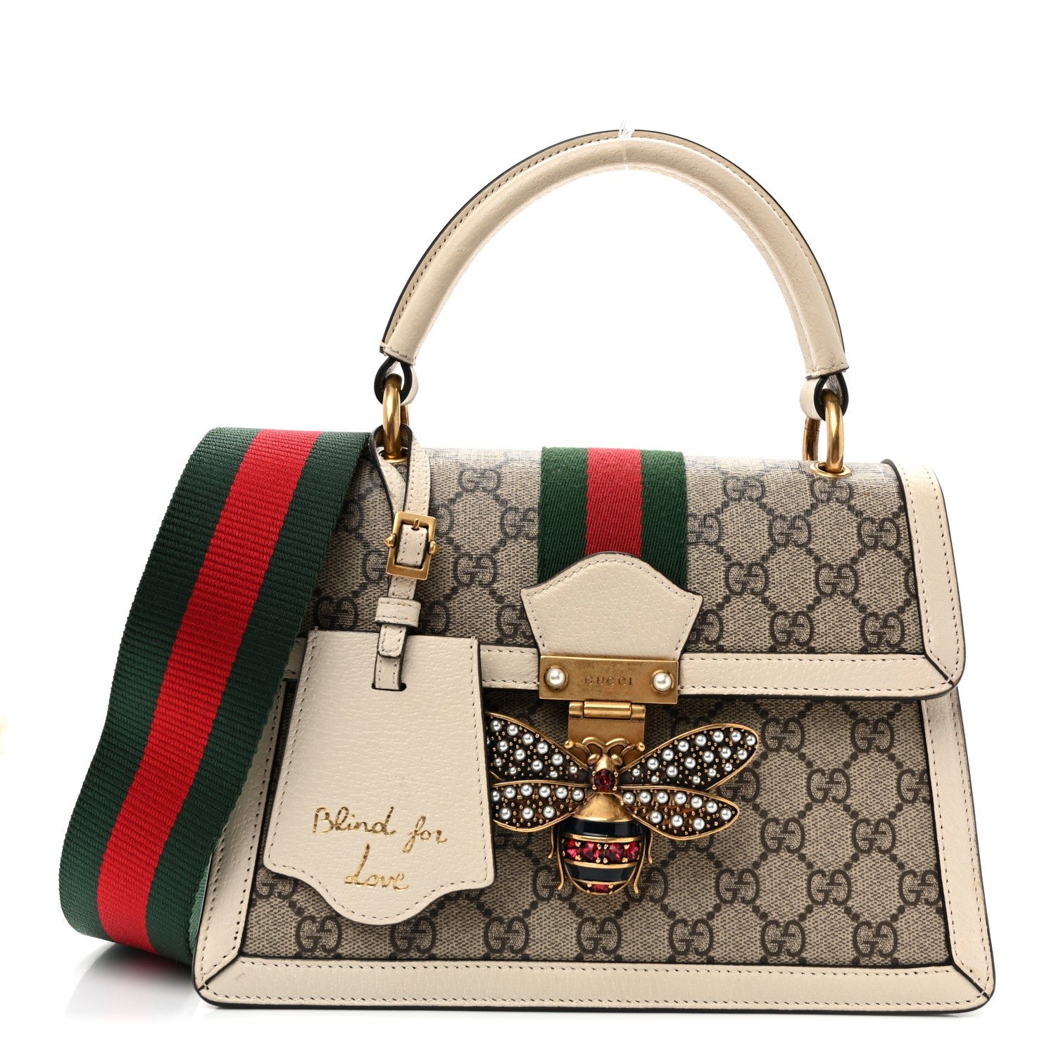 Gucci GG Supreme Monogram Small Queen Margaret Top Handle Bag White