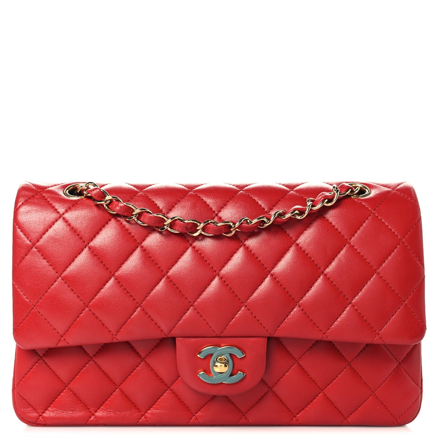 Chanel Lambskin Quilted Medium Double Flap Red
