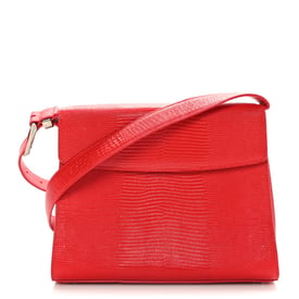 Balenciaga Patent Calfskin Lizard Embossed Medium Ghost Shoulder Bag Vivid Red