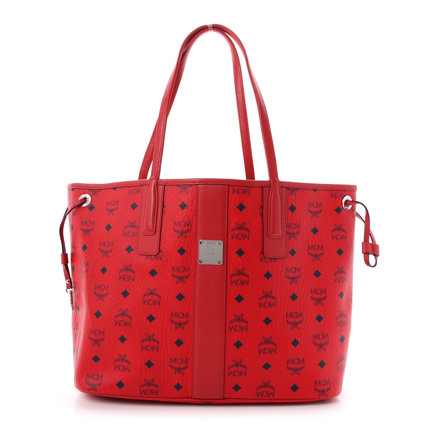 MCM Visetos Medium Liz Reversible Shopper Tote Ruby Red