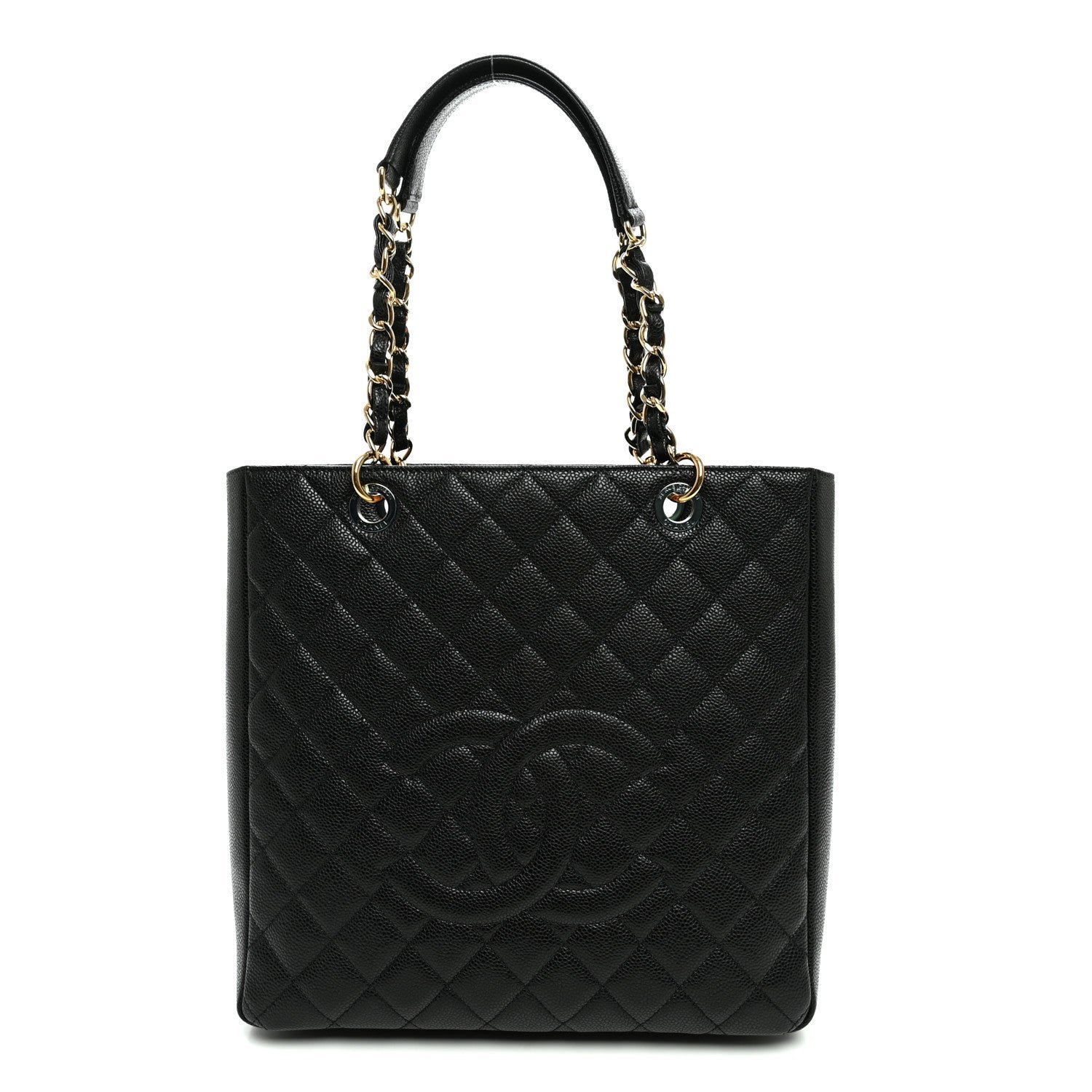 Chanel Caviar Quilted Vertical Grand Shopping Tote GST Black