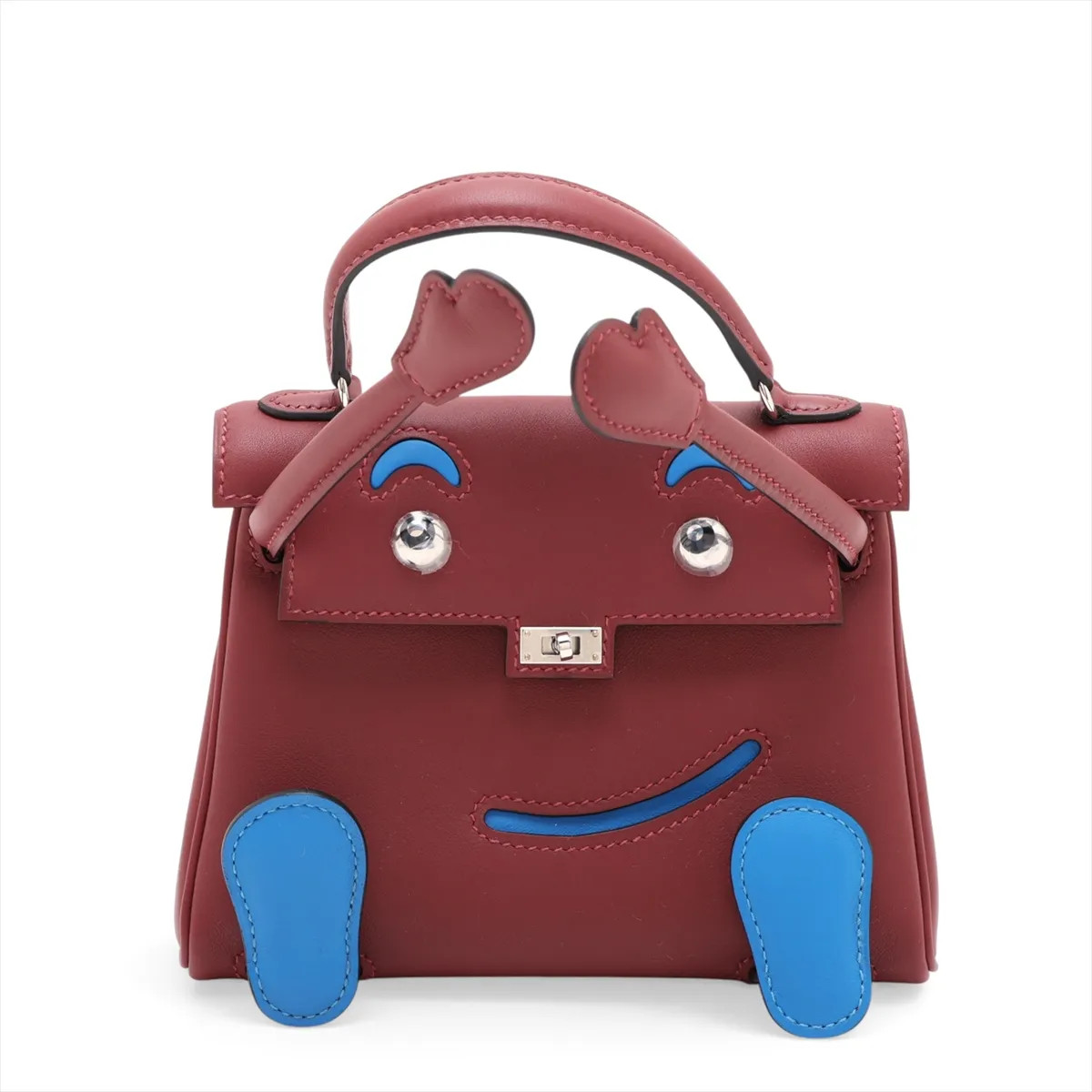 Hermès Kelly Doll Veau Swift ROUGE ASH X BLUE HYDRA Silver Metal Fittings