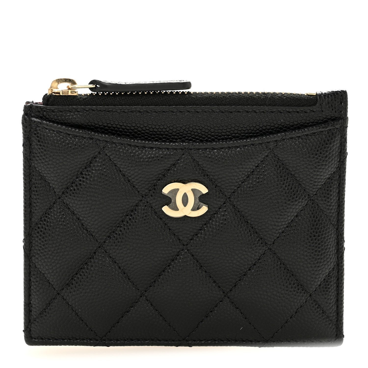 Chanel Caviar Quilted CC Zip Card Holder Black