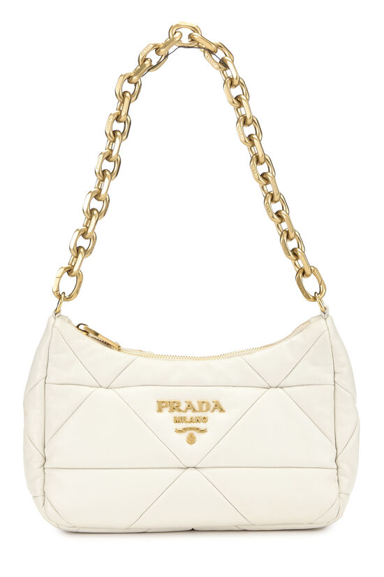 Prada White Quilted Nappa System Shoulder Bag