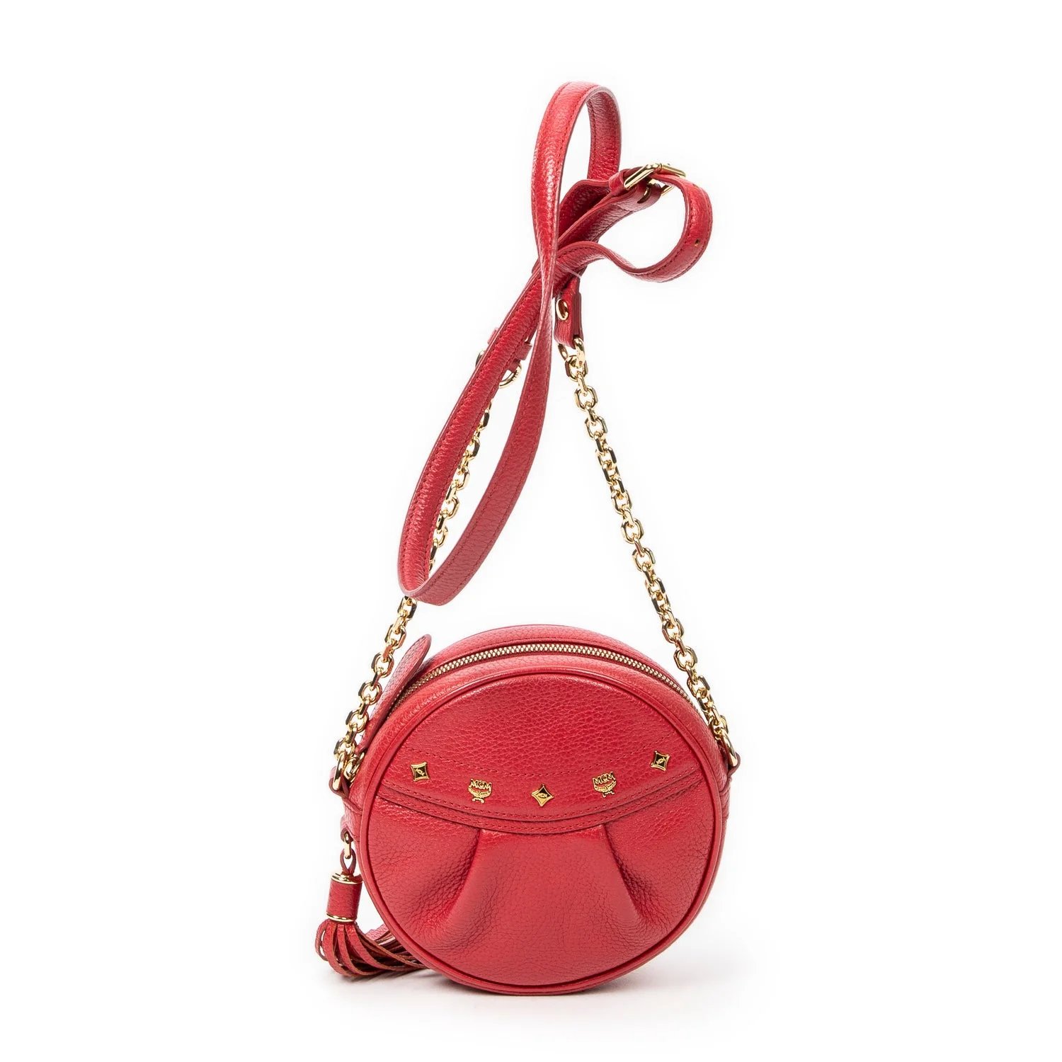 MCM Leather Round Tassel Crossbody