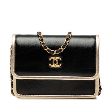 CC Metallic Calfskin Clutch With Chain