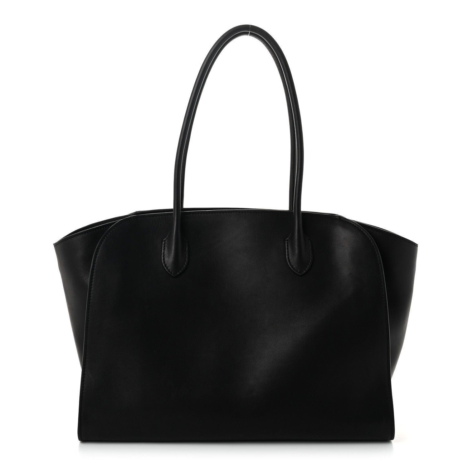 The Row The Row Polished Saddle Calfskin Marlo 14 Tote Bag Black