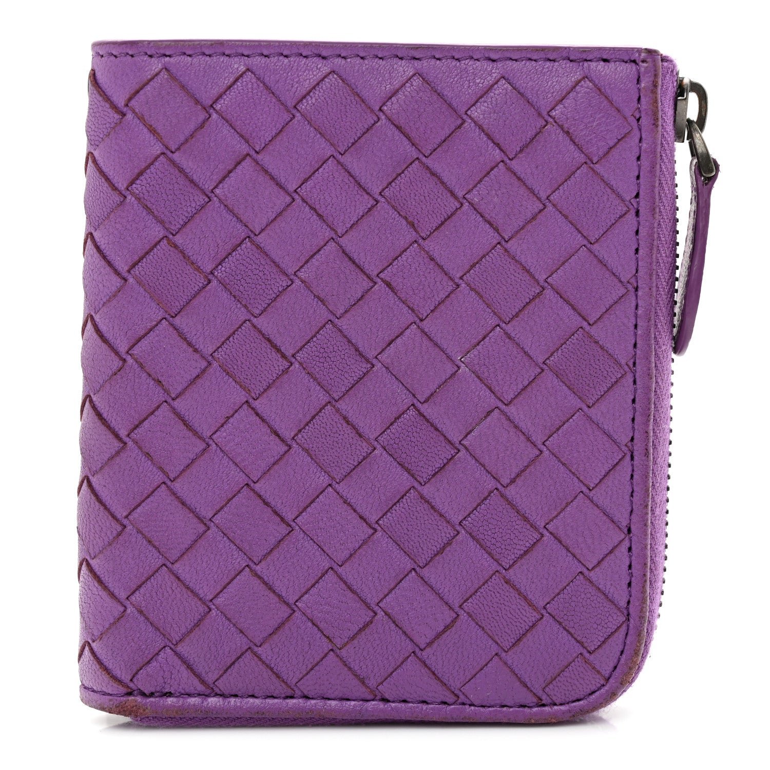 Bottega Veneta Nappa Intrecciato Zip Around Compact Wallet Byzantine