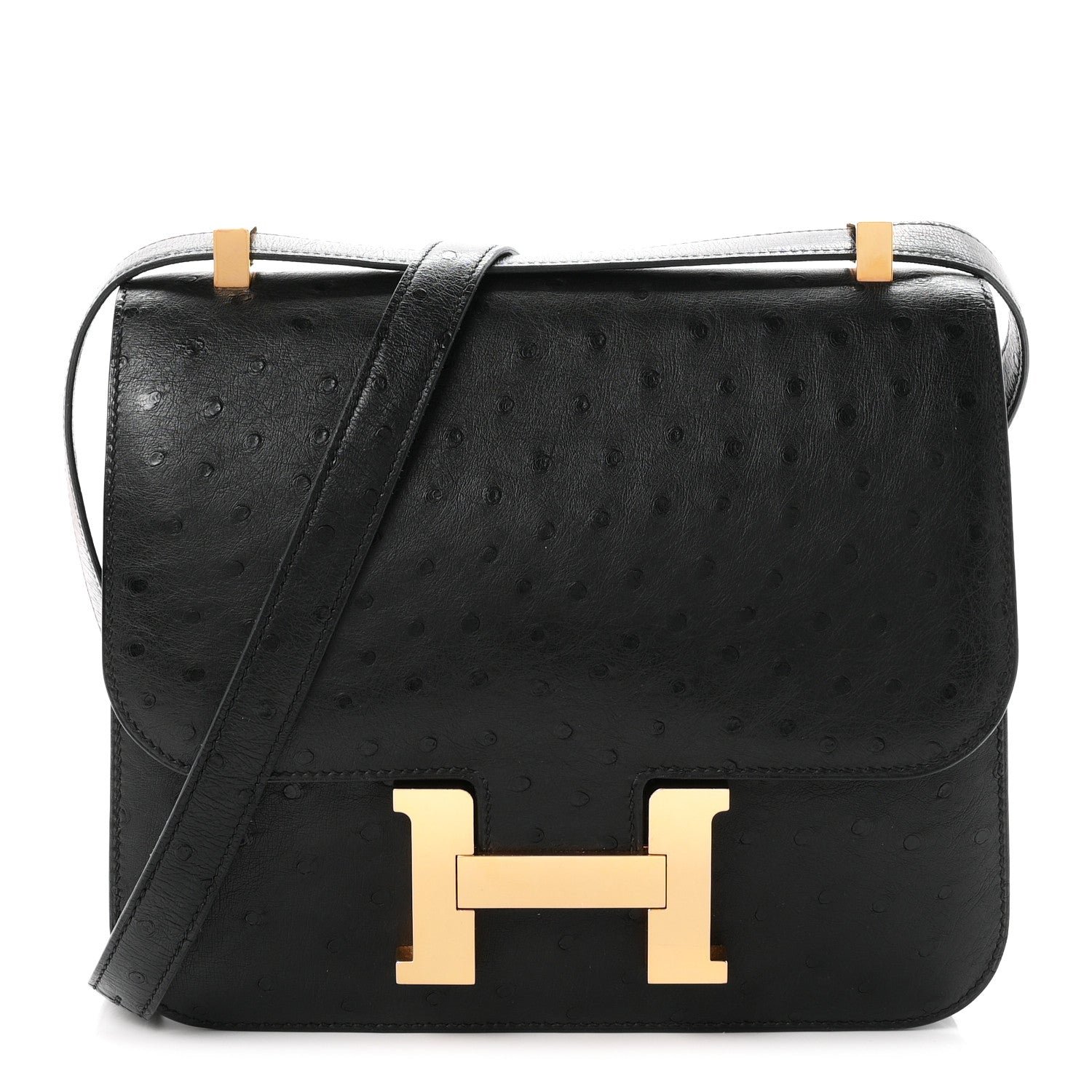 Hermes Ostrich Constance 24 Black