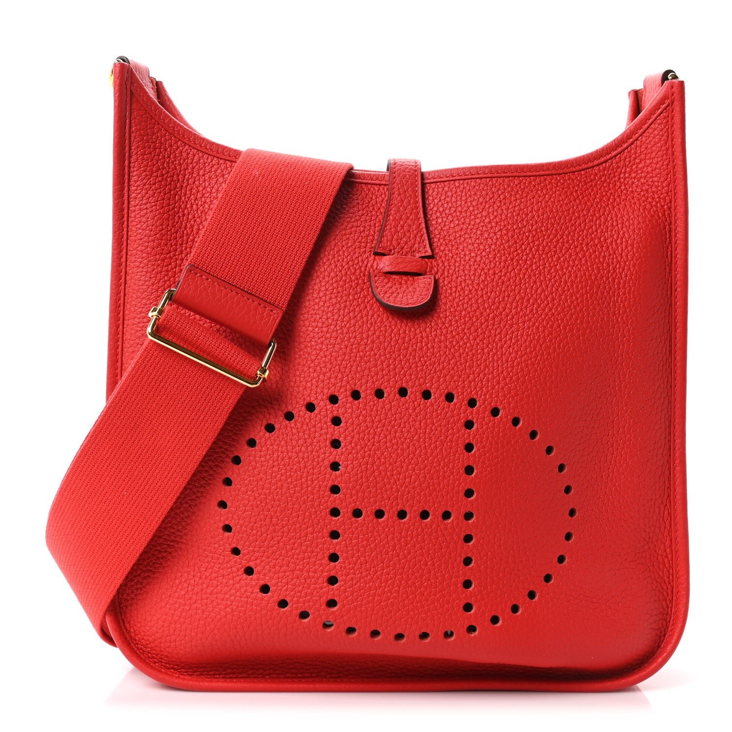 Hermes Taurillon Clemence EVELYNE III GM Rouge de Coeur