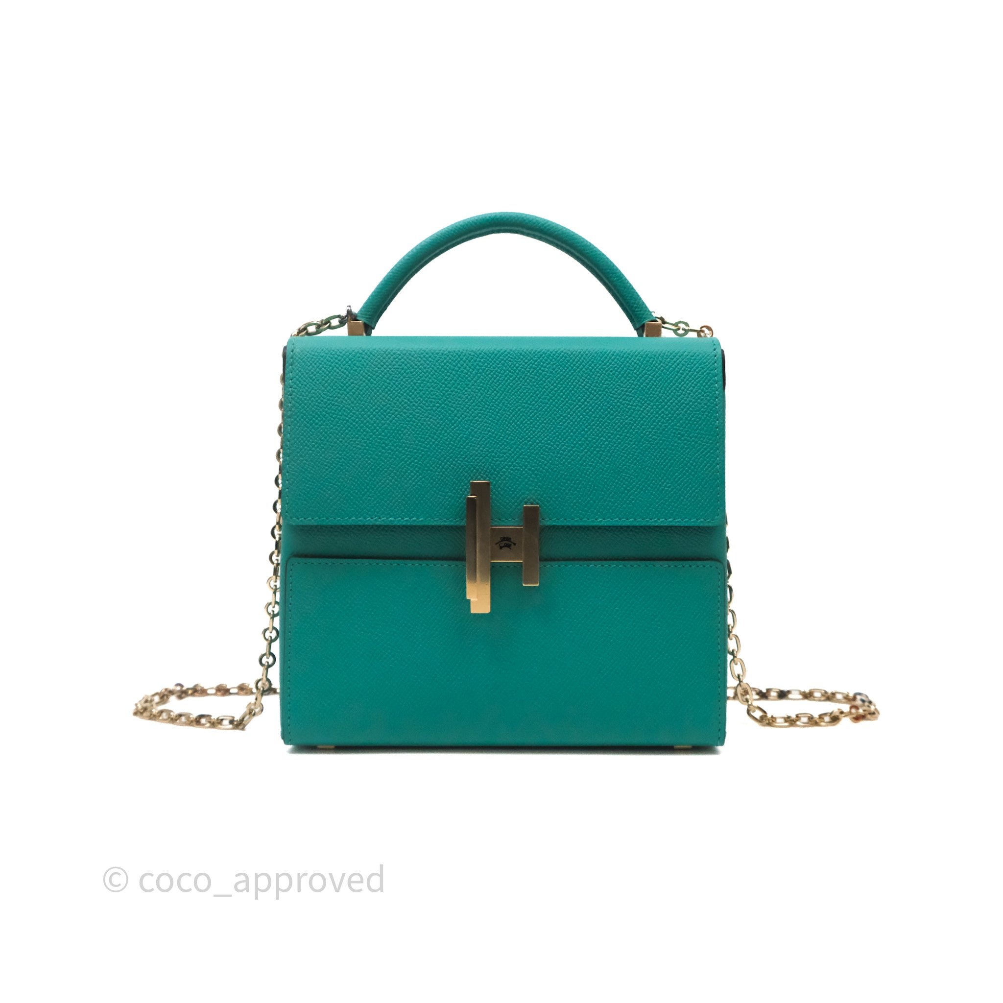 Hermès Cinhetic Top Handle 18 Vert Vérone U1 Veau Epsom Gold Hardware