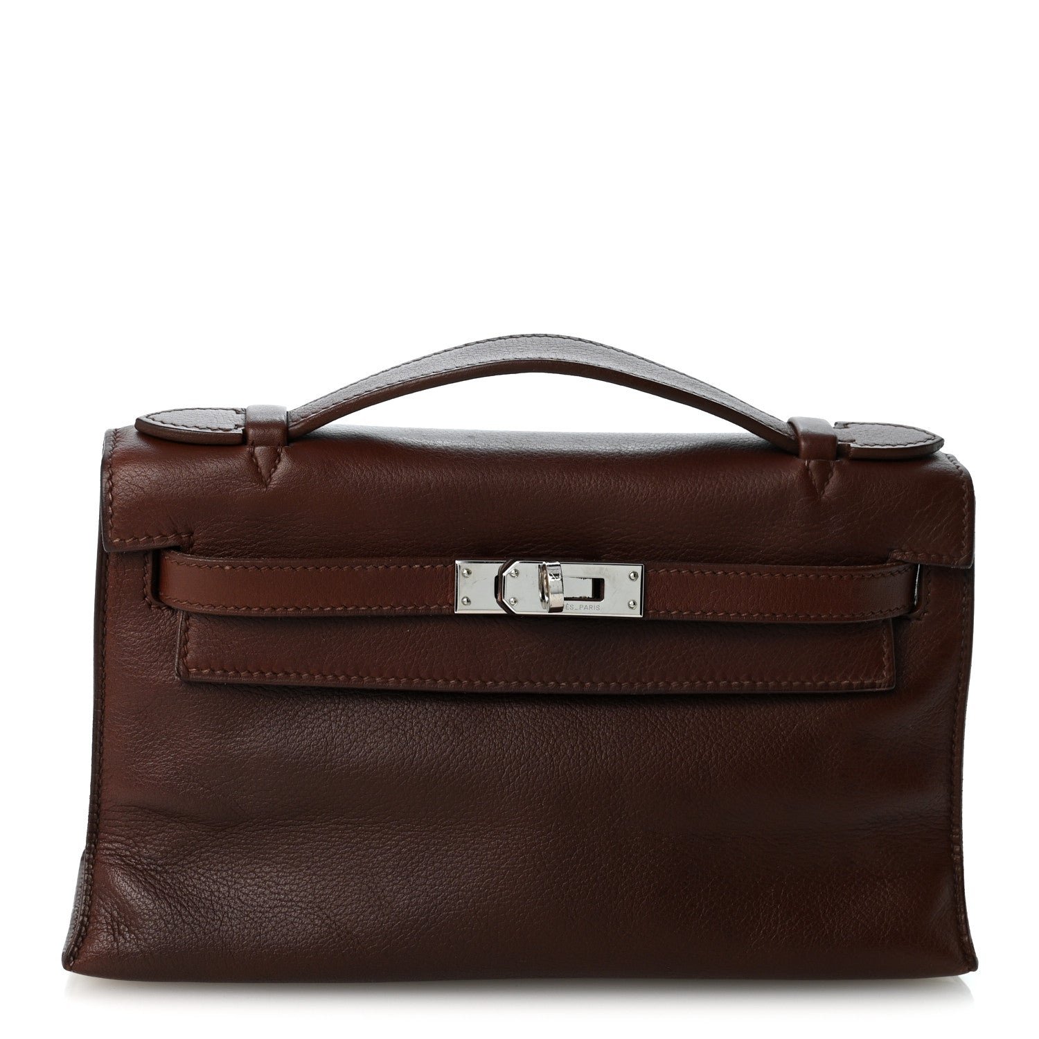 Hermes Evergrain Kelly Pochette Clutch Havane