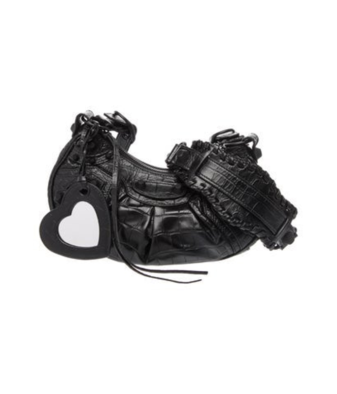 Balenciaga Embossed Leather Leather Moto Shoulder Bag