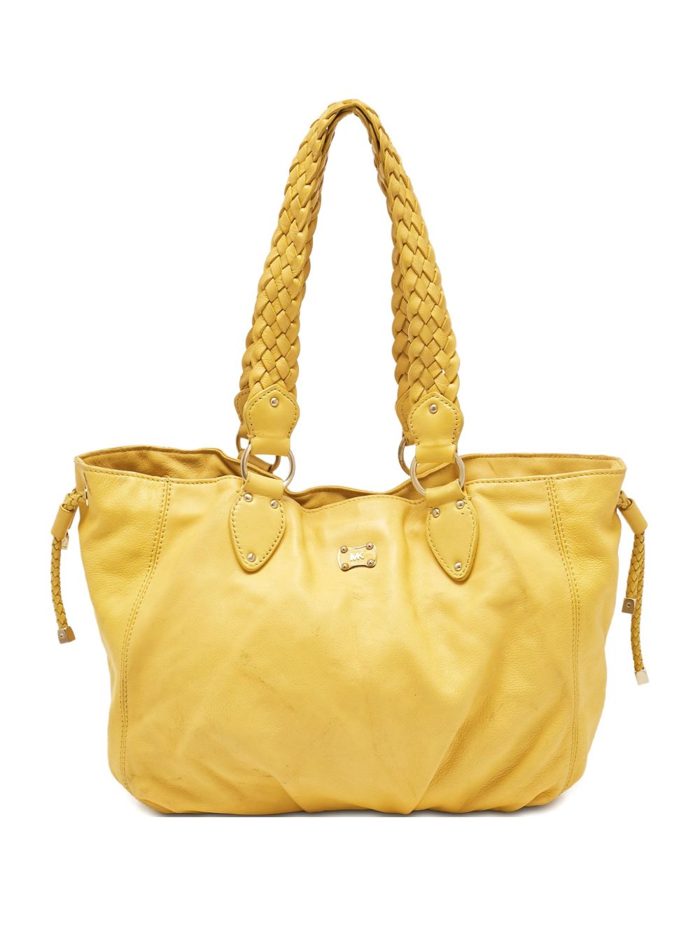 pre-owned leather braided tote bag