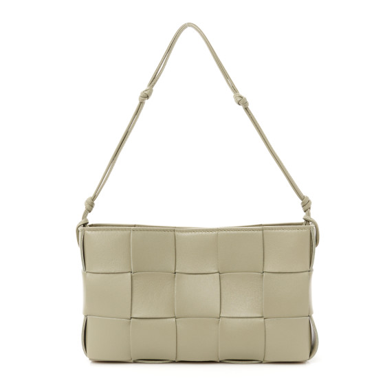 Bottega Veneta Calfskin Maxi Intrecciato Cassette Pouch On Strap Travertine