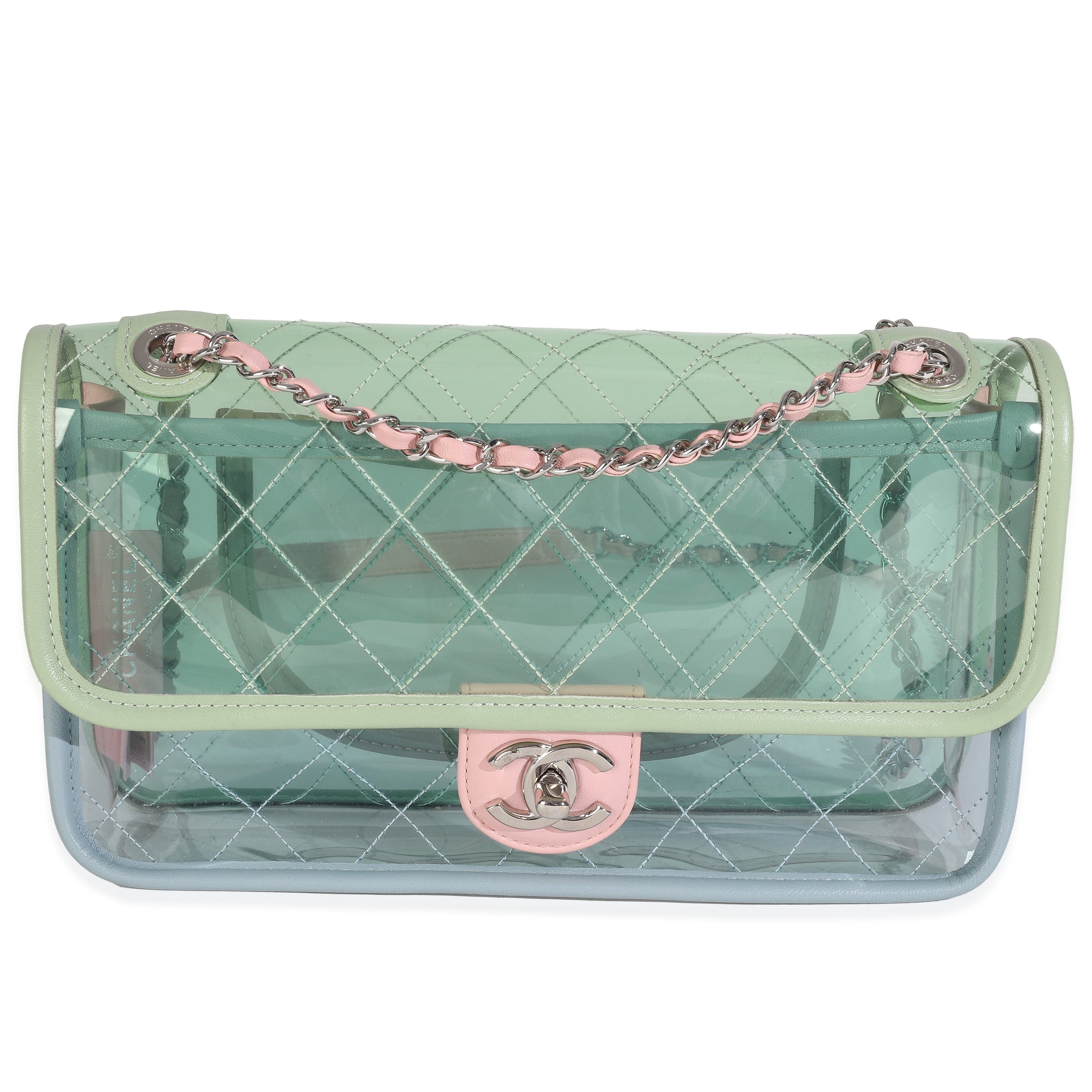 Chanel Green Lambskin Quilted PVC Medium Coco Splash Flap Bag
