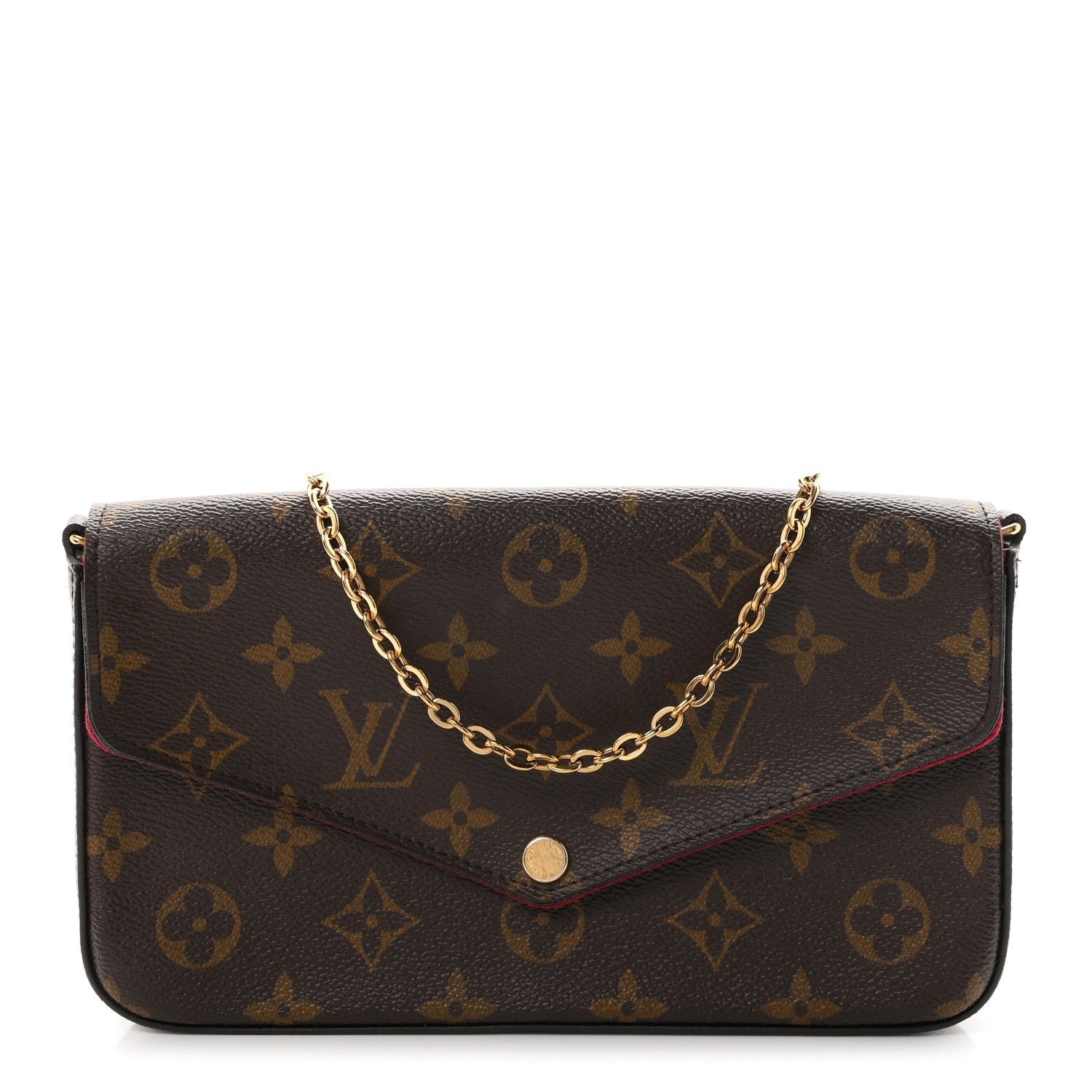 Louis Vuitton Monogram Pochette Felicie Chain Wallet Fuchsia