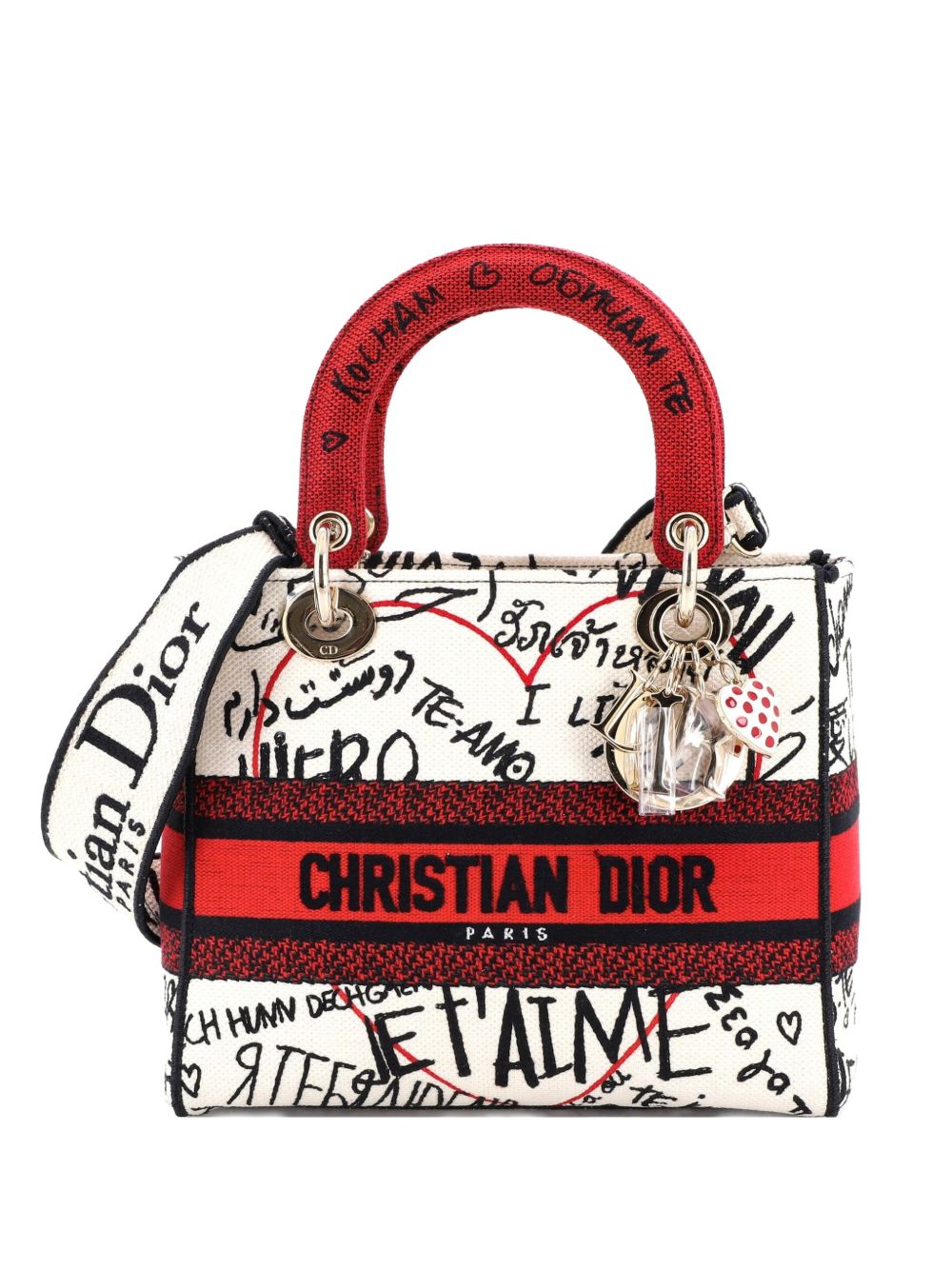 Lady D-Lite Bag Embroidered Canvas Medium satchel