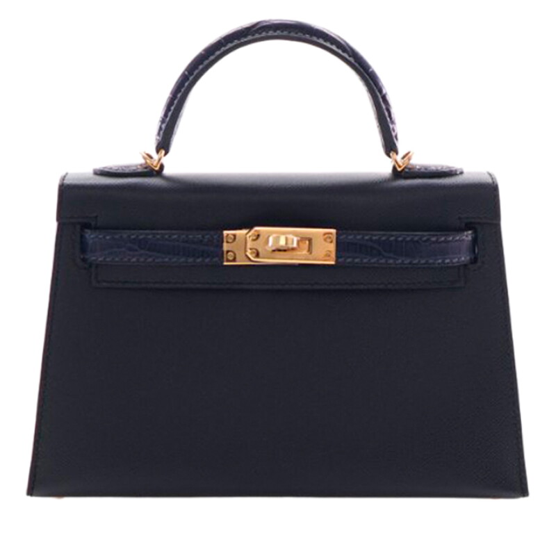 Black Madame and Bleu Marine Mississippiensis Alligator Touch Mini Kelly 20 II Gold Hardware, 2024