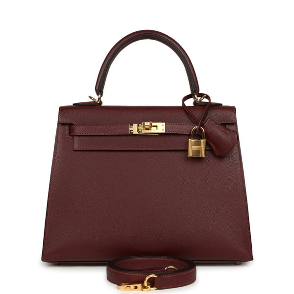 Hermes Hermes Kelly Sellier 25 Rouge H Madame Gold Hardware