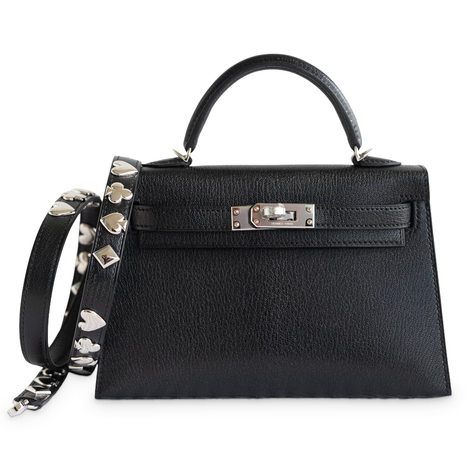 Hermès Clou de Coeur Kelly 20 Mini II Sellier Noir Chèvre Chamkila Palladium Hardware