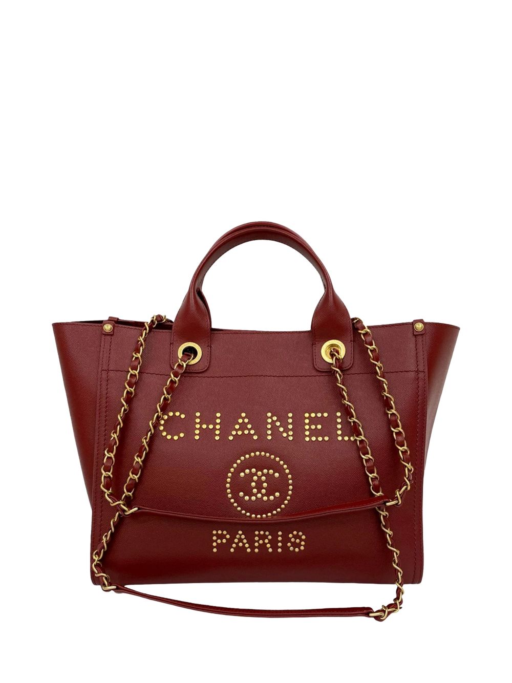 2018-2019 Small Caviar Studded Deauville Tote satchel
