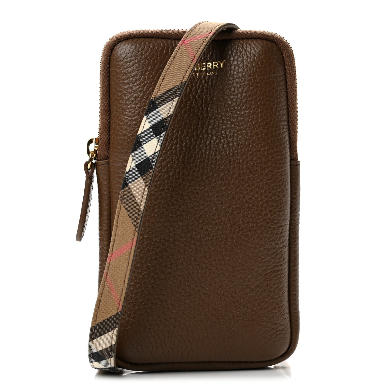 Burberry Grainy Calfskin Phone Pouch Earth