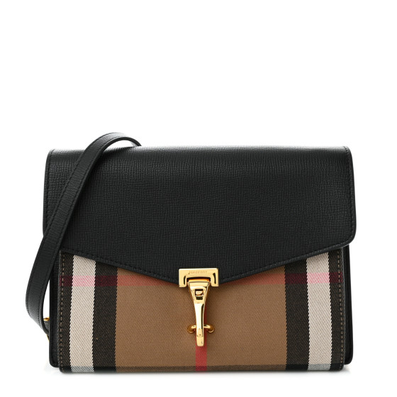 Burberry Derby Calfskin House Check Baby Macken Crossbody Bag Black